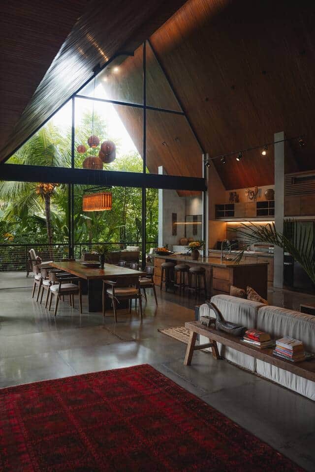 Salón y cocina de la villa